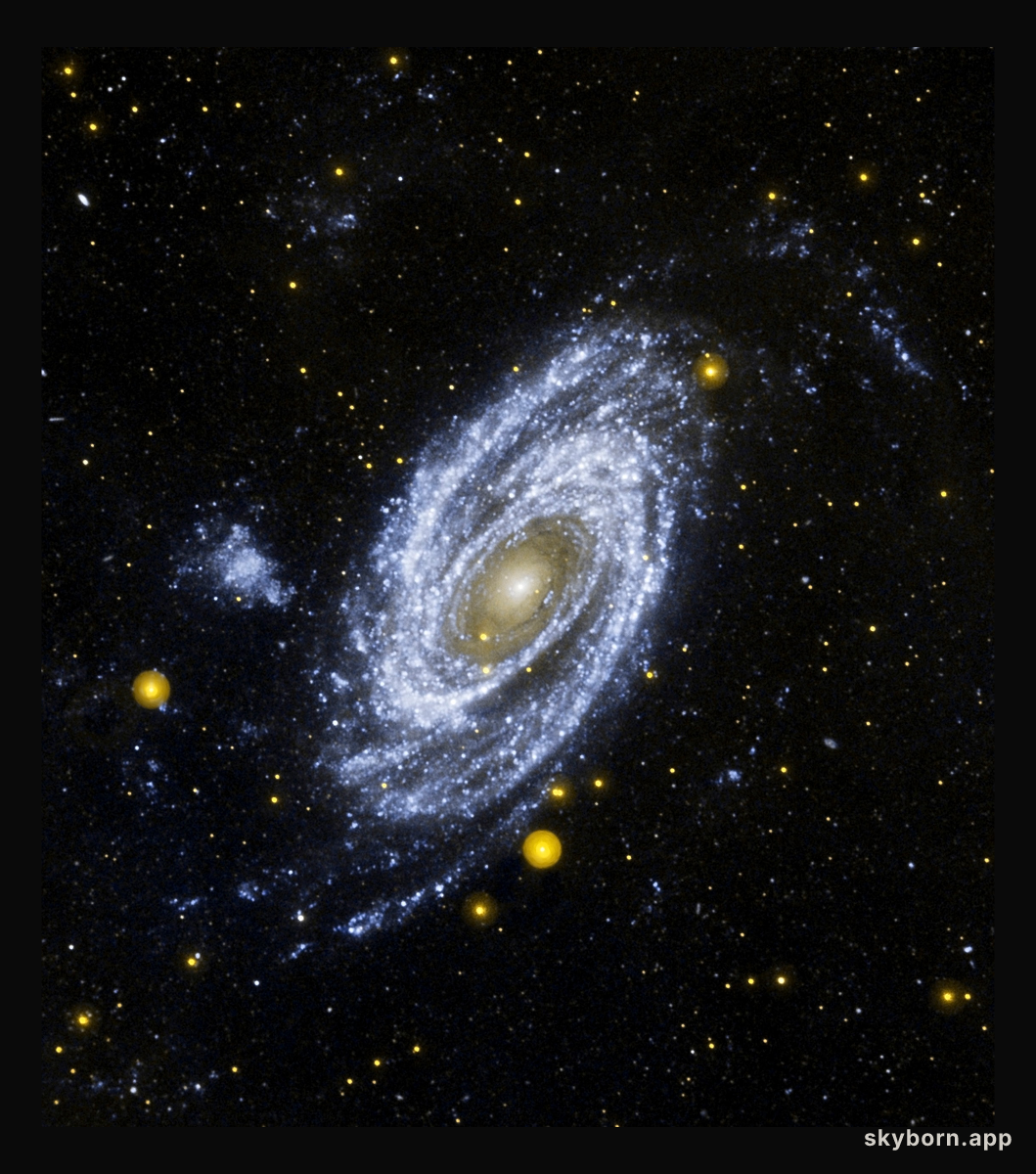 Bright Spiral Galaxy M81 in Ultraviolet from Galex