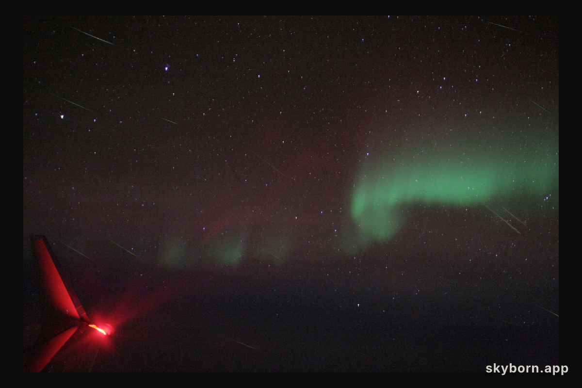 Quadrantid Meteors and Aurora from the Air