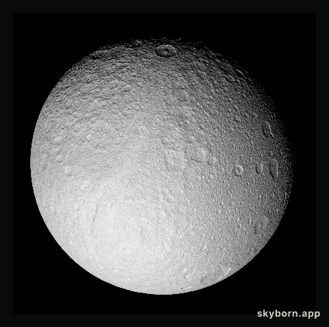 Ice Moon Tethys from Saturn-Orbiting Cassini