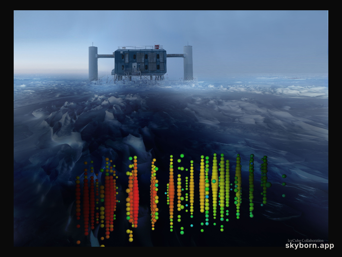 Distant Neutrinos Detected Below Antarctic Ice