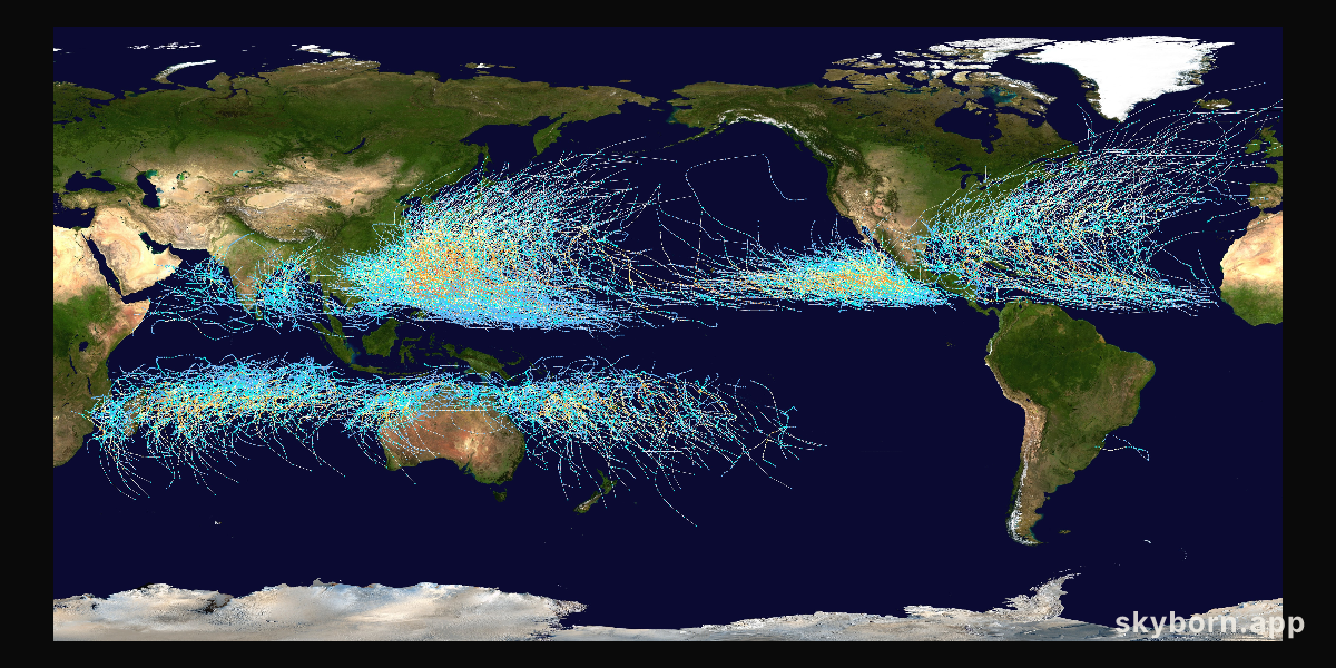 Cyclone Paths on Planet Earth