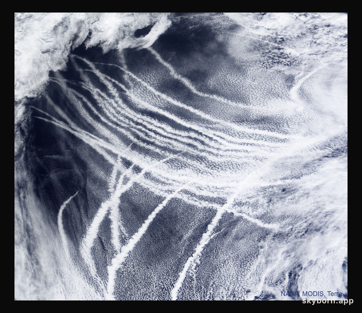 Ship Tracks over the Pacific Ocean