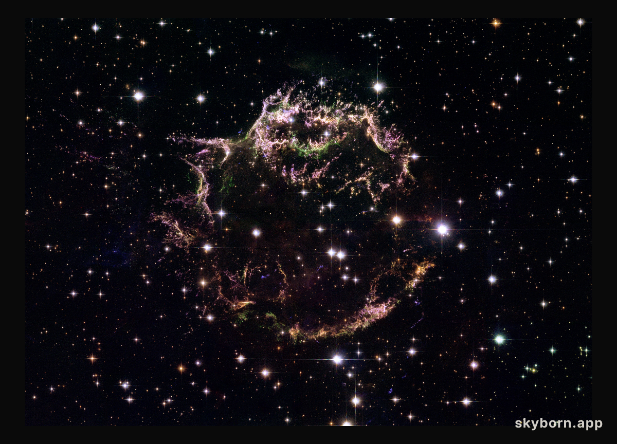 Cassiopeia A - The colourful aftermath of a violent stellar death
