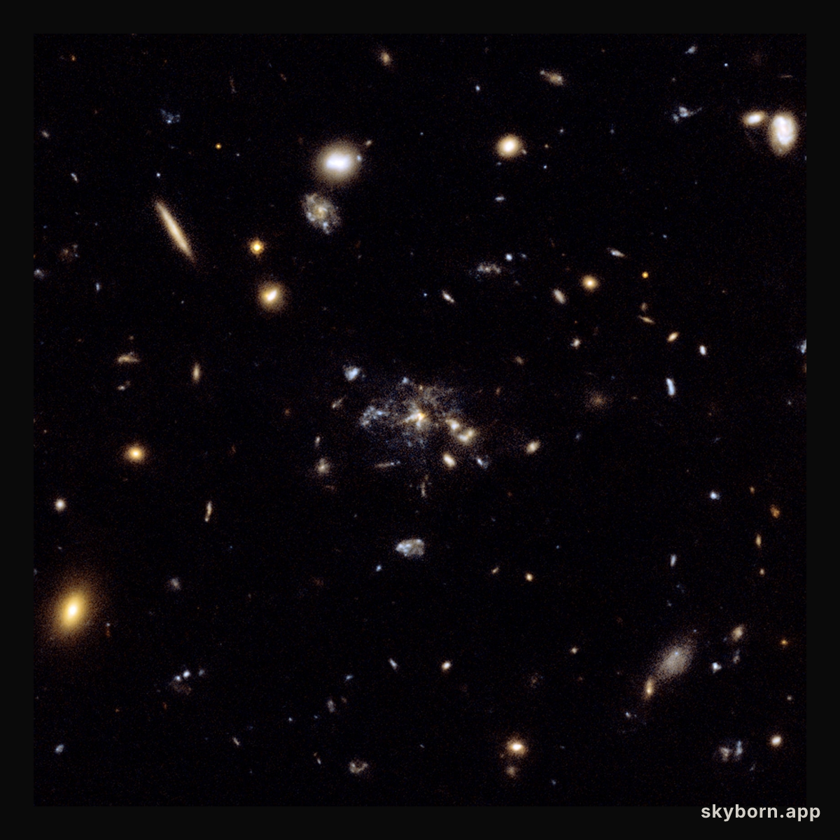 Flies in a spider's web: Galaxy caught in the making
