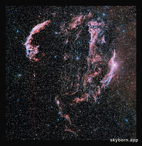 Wide-field ground-based astrophoto of the Veil Nebula