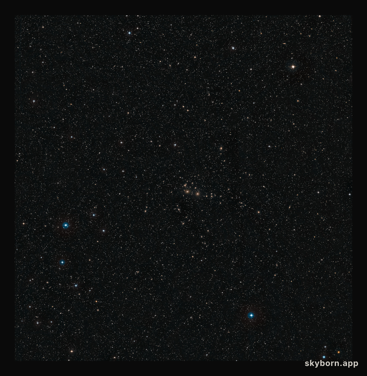 The Perseus Cluster (DSS2 excerpt, ground-based image)