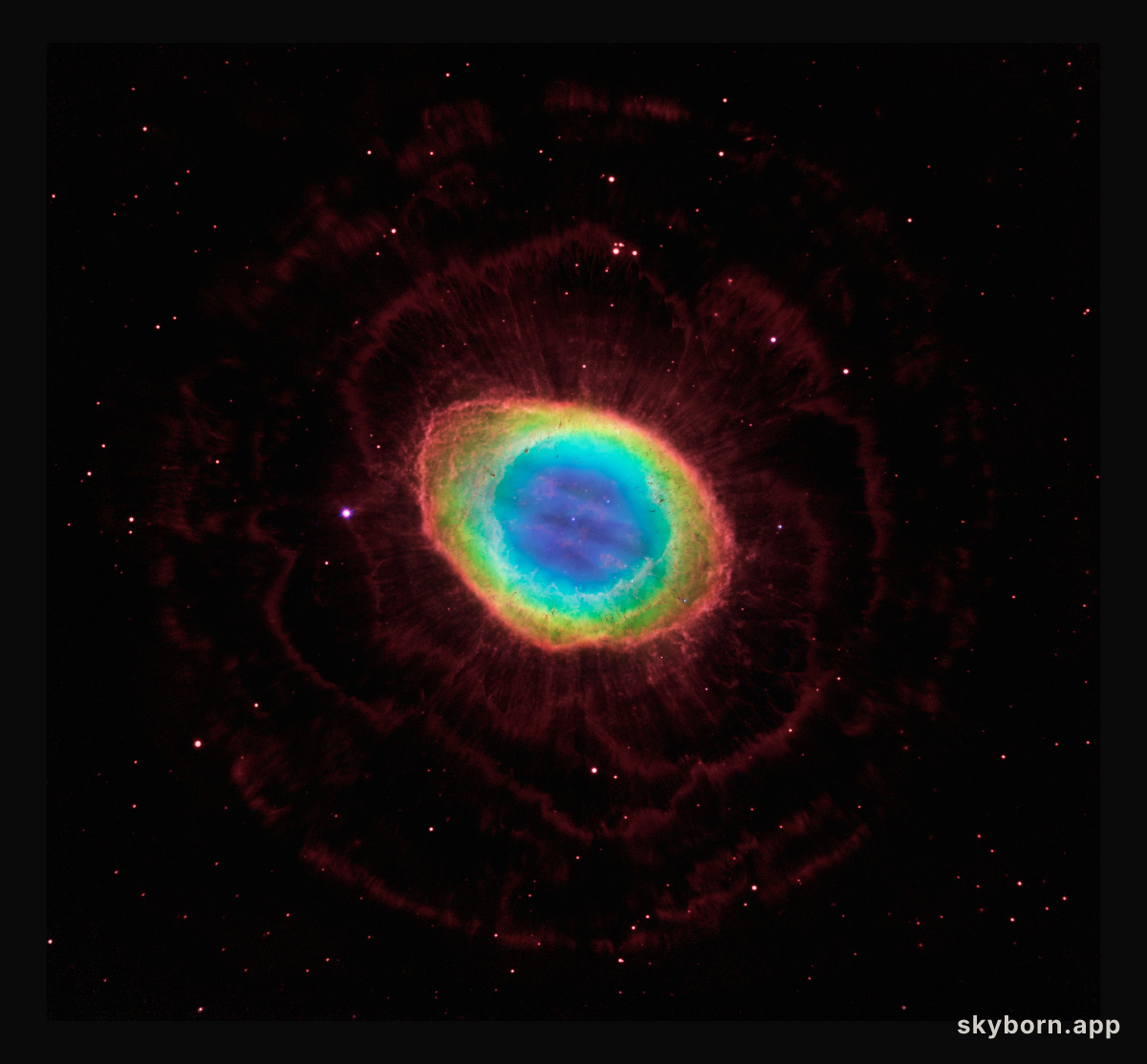 The region around the Ring Nebula (Hubble/LBT composite)
