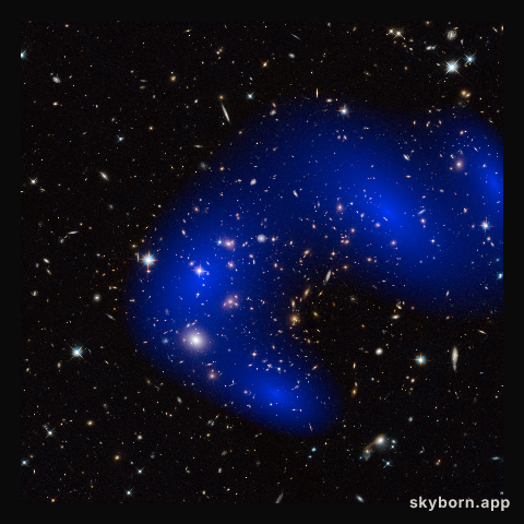 Galaxy cluster MACS J0717.5+3745 with dark matter map