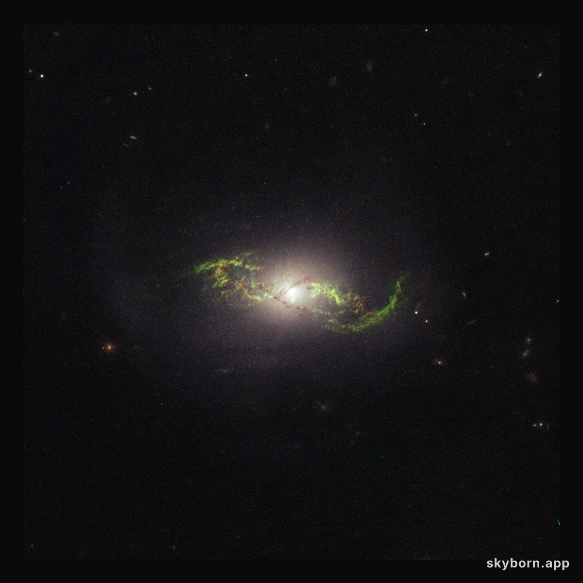Hubble view of green filament in galaxy NGC 5972