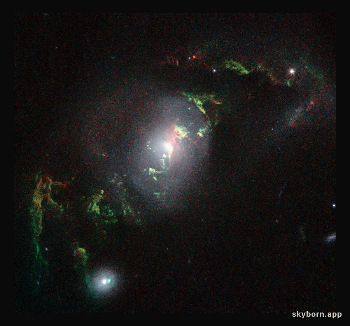 Hubble view of green filament in galaxy UGC 7342