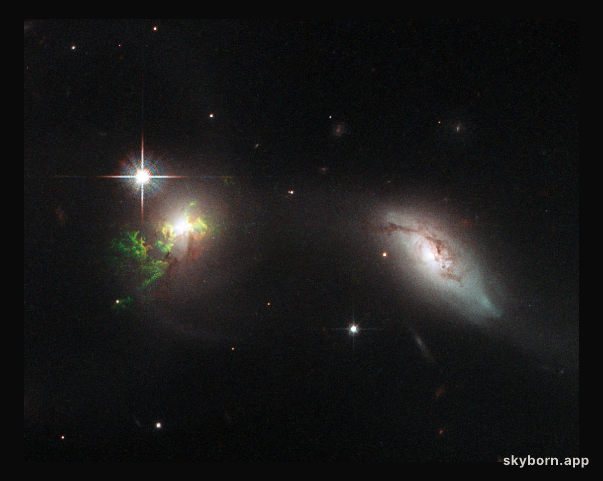 Hubble view of green filament in galaxy UGC 11185