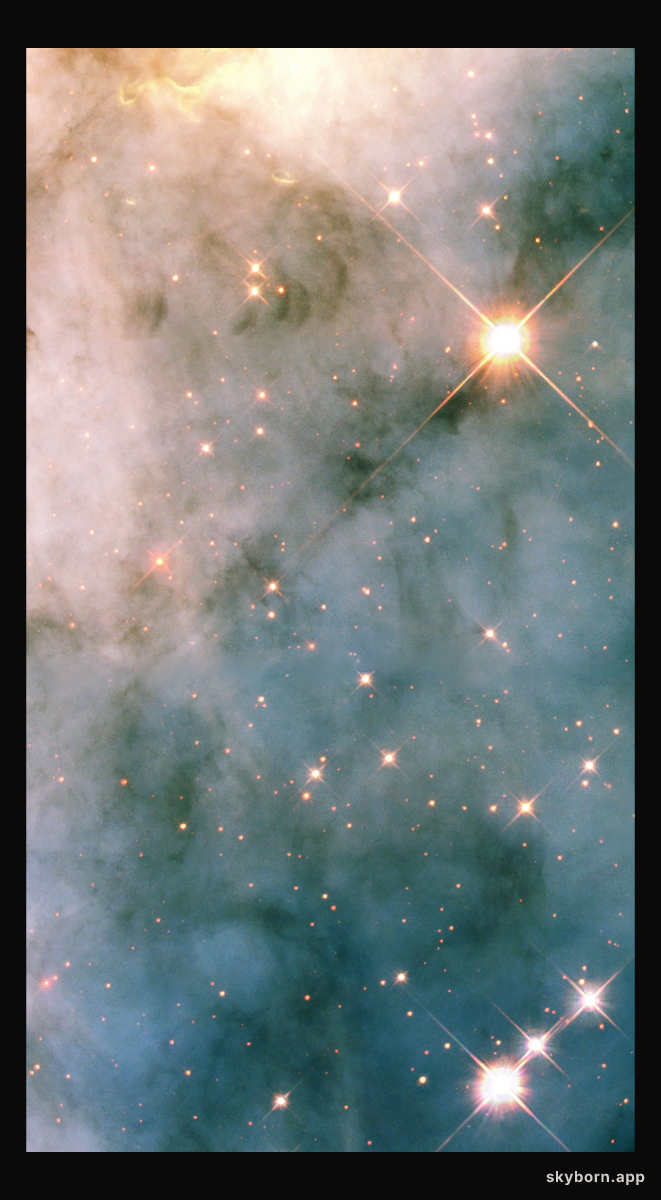 Hubble photographs turbulent neighborhood near eruptive star