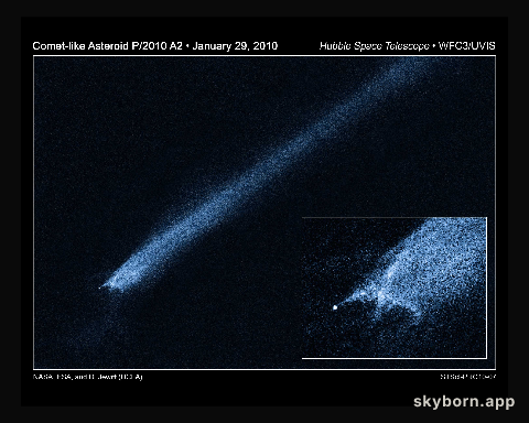 Hubble views of comet-like asteroid P/2010 A2