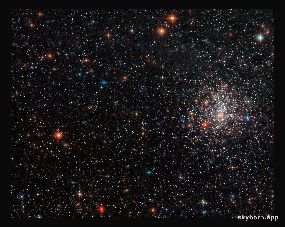 A globular cluster’s striking red eye
