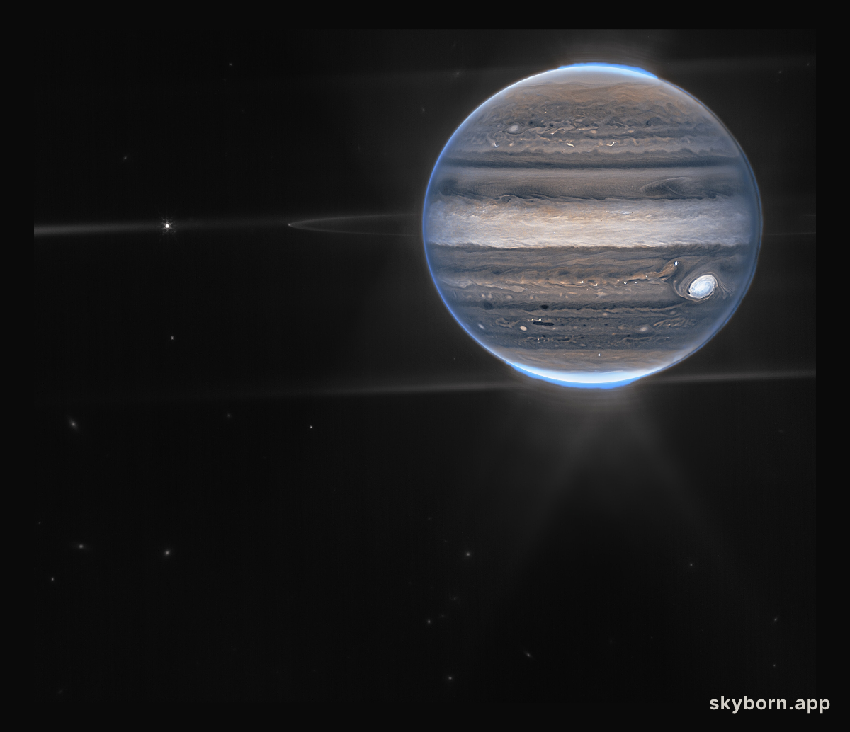 Jupiter Showcases Auroras, Hazes (NIRCam Widefield View)