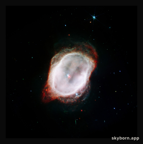Southern Ring Nebula’s Gas (NIRCam and MIRI Composite Compass Image)