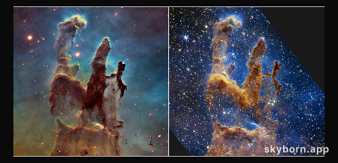 Hubble and Webb Showcase the Pillars of Creation (Side by Side)