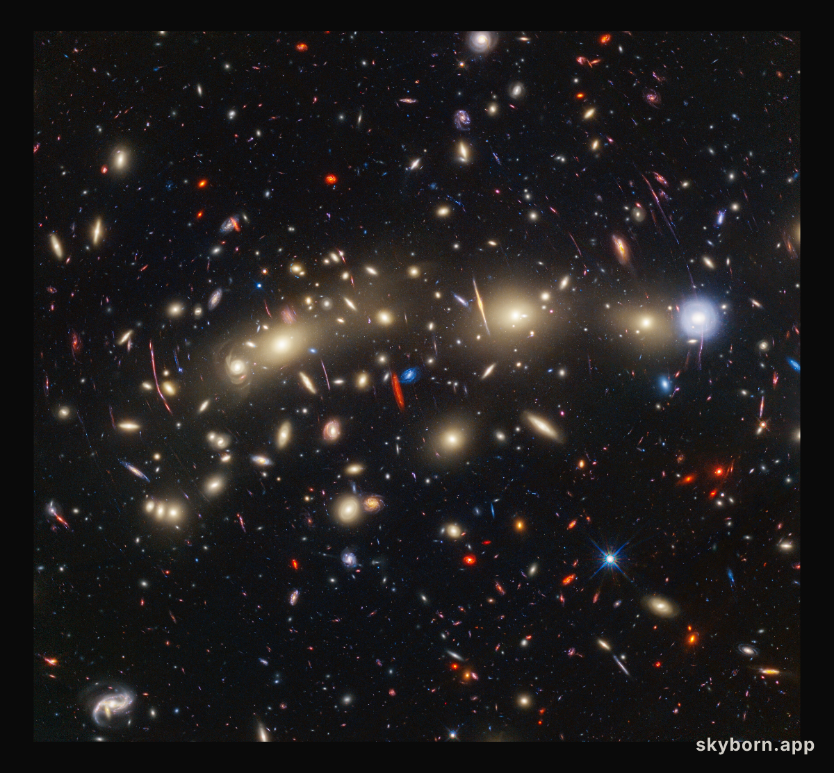 Galaxy cluster MACS0416 (Hubble and Webb composite image)