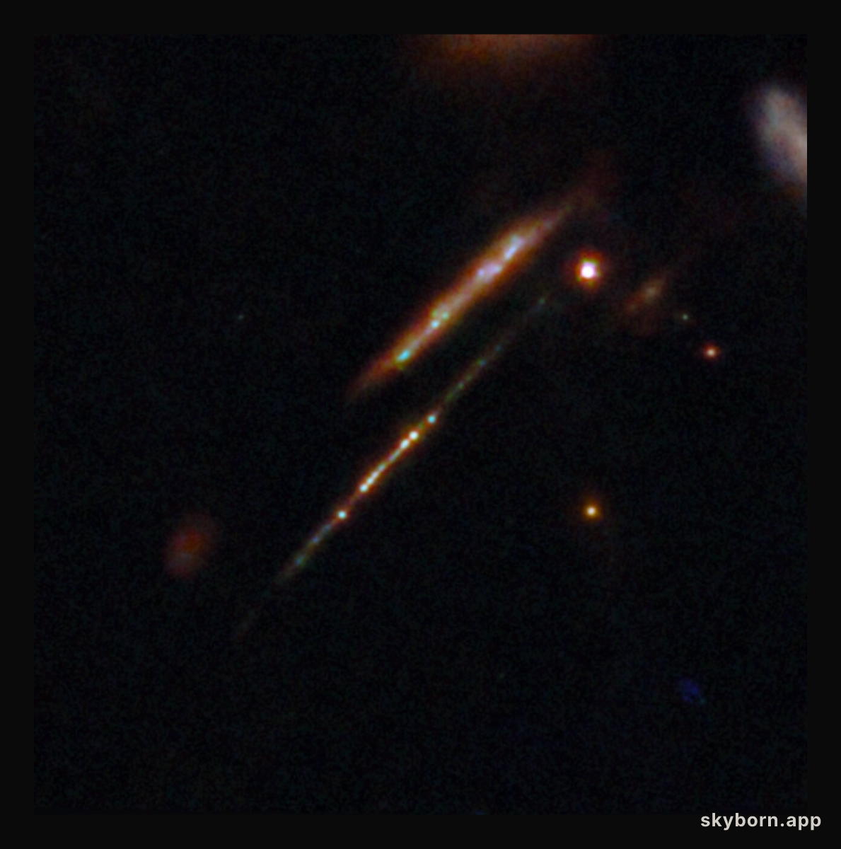 Star clusters in the Cosmic Gems arc (cropped)