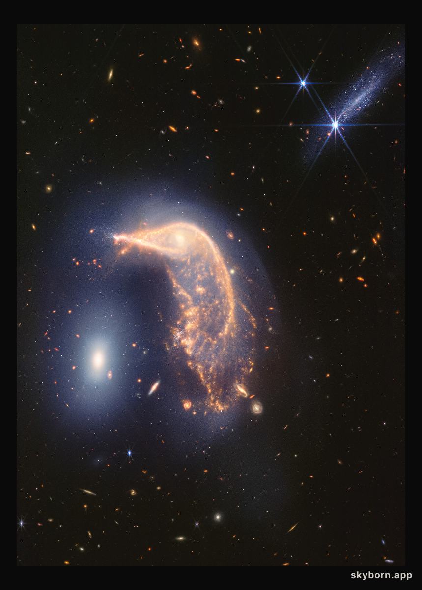 Interacting galaxies Arp 142 (NIRCam and MIRI image)