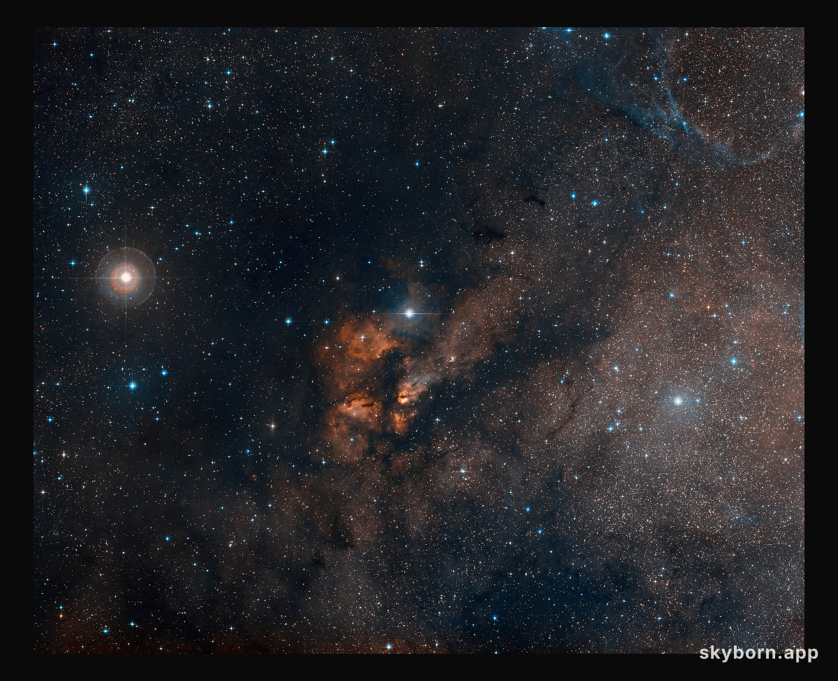 Digitized Sky Survey image around the stellar cluster RCW 38