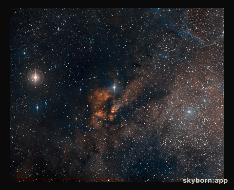 Digitized Sky Survey image around the stellar cluster RCW 38