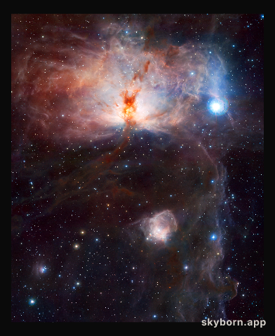 The hidden fires of the Flame Nebula*