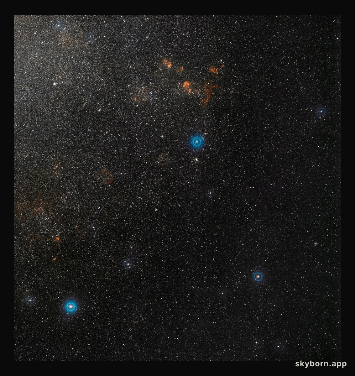 Wide-field view of part of the Large Magellanic Cloud and the remarkable double star OGLE-LMC-CEP0227