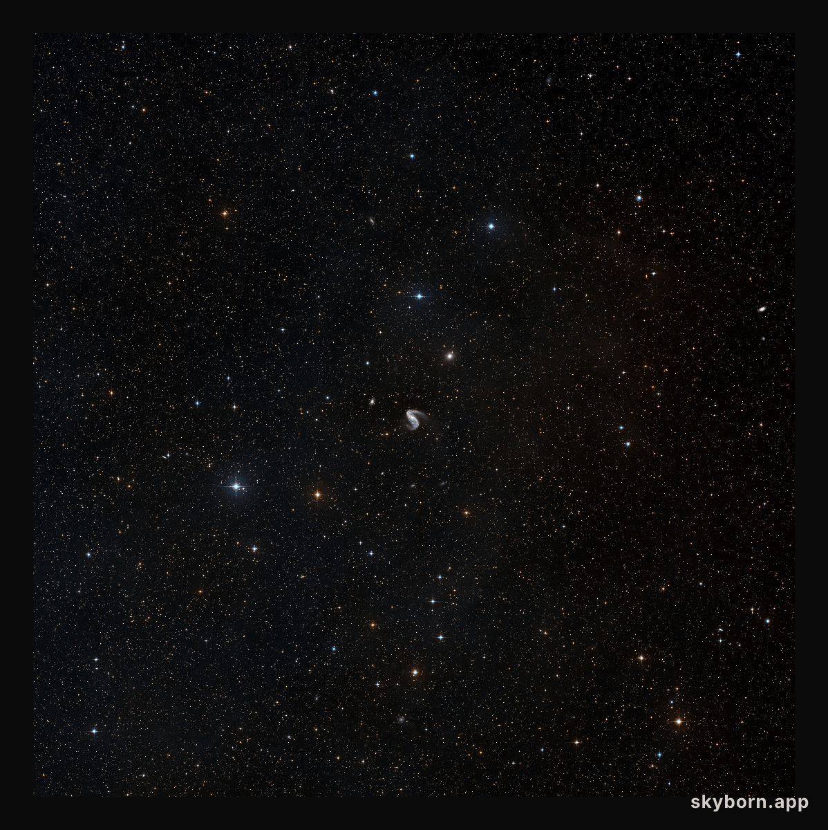 Wide-field view of the sky around the Meathook galaxy