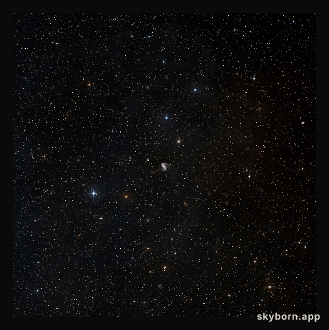 Wide-field view of the sky around the Meathook galaxy