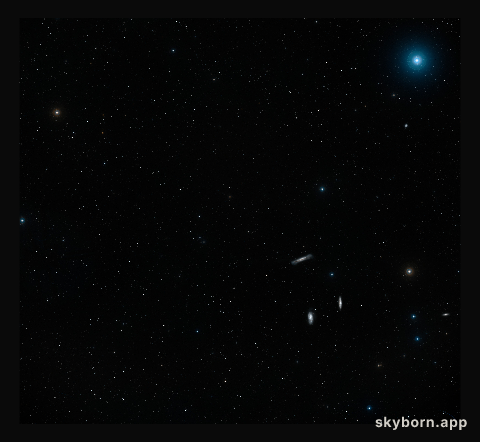 Wide-field view of the sky around the Leo Triplet of galaxies