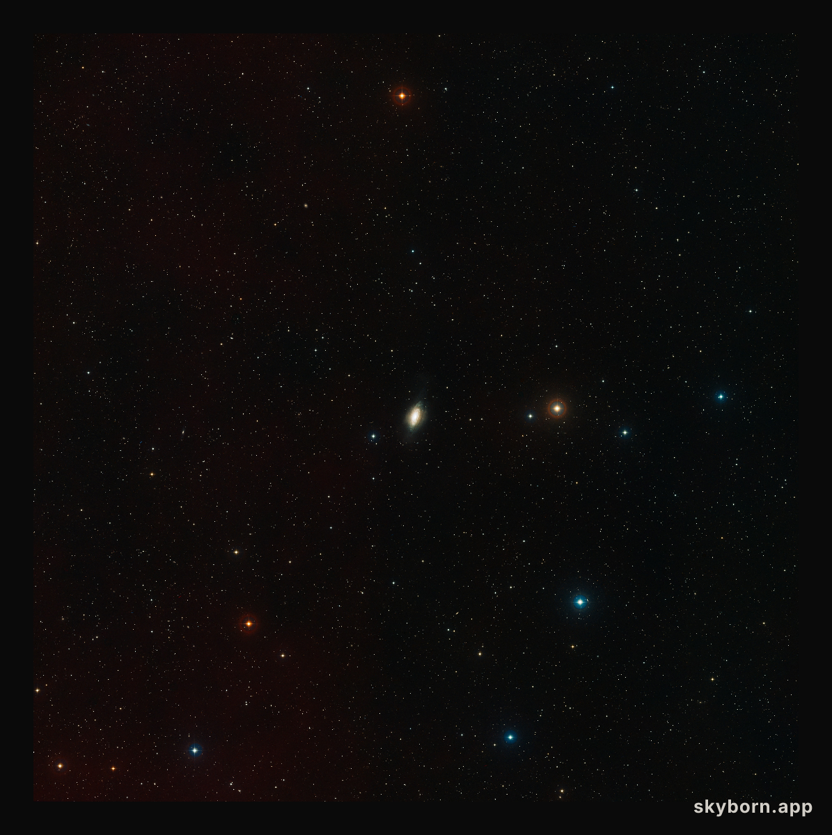 Wide-field view of the sky around NGC 3521