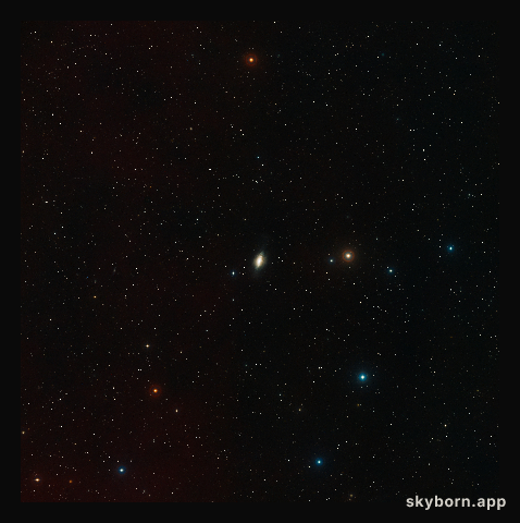 Wide-field view of the sky around NGC 3521