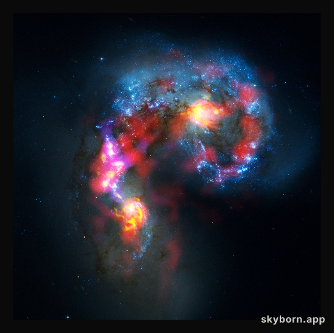 Antennae Galaxies composite of ALMA and Hubble observations