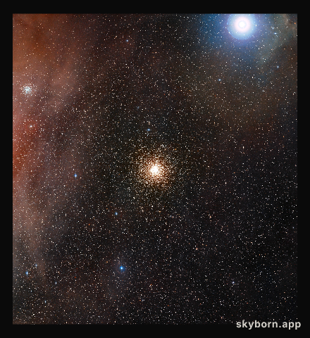 Wide-field view of the sky around the globular star cluster Messier 4