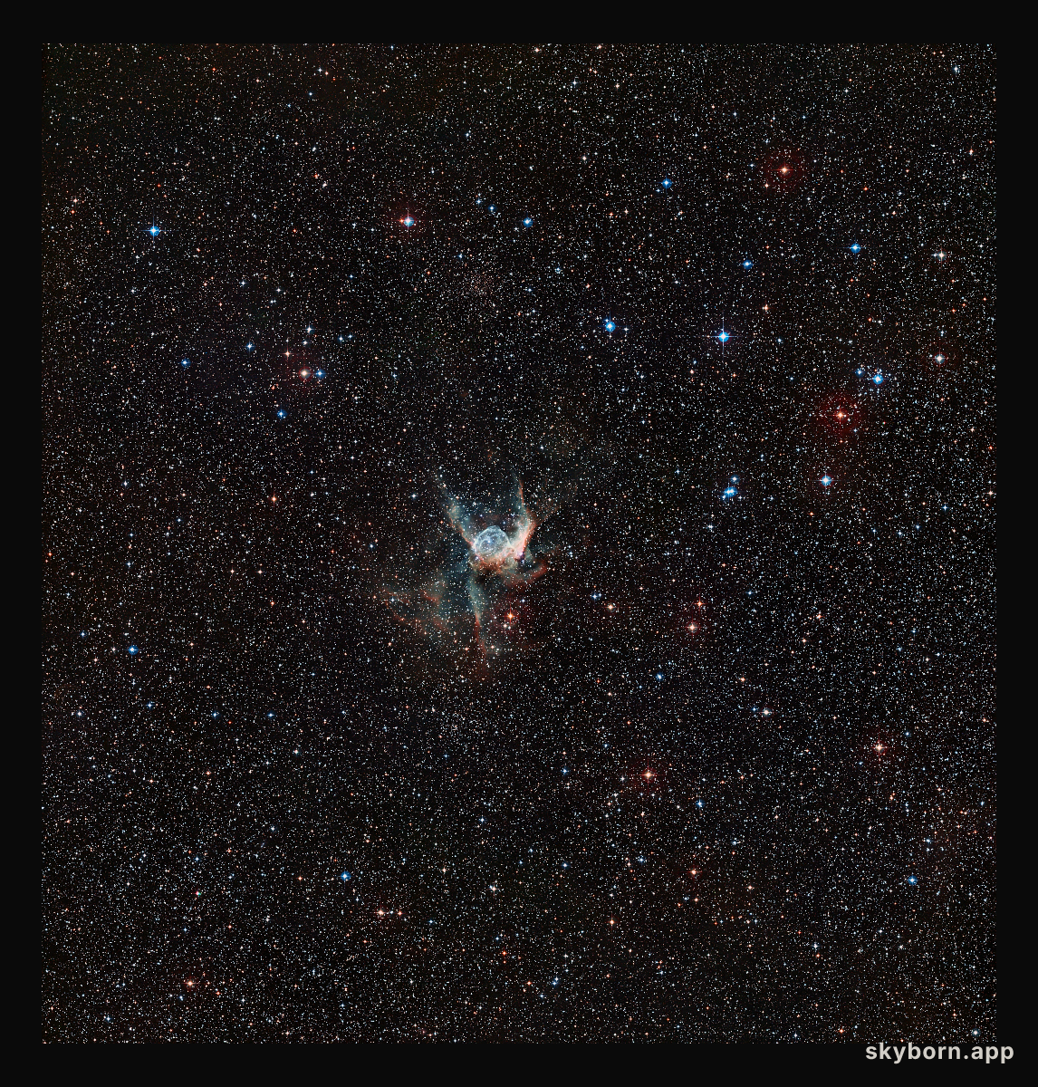 Wide-field view of the sky around the Thor’s Helmet Nebula