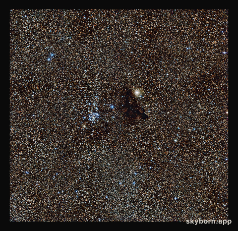 The bright star cluster NGC 6520 and the strangely shaped dark cloud Barnard 86