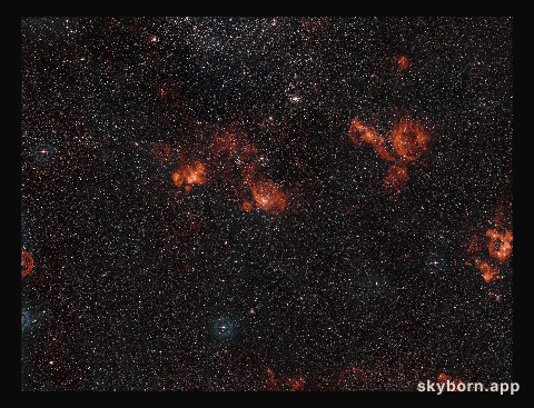 Wide-field view of NGC 2014 and NGC 2020 in the Large Magellanic Cloud