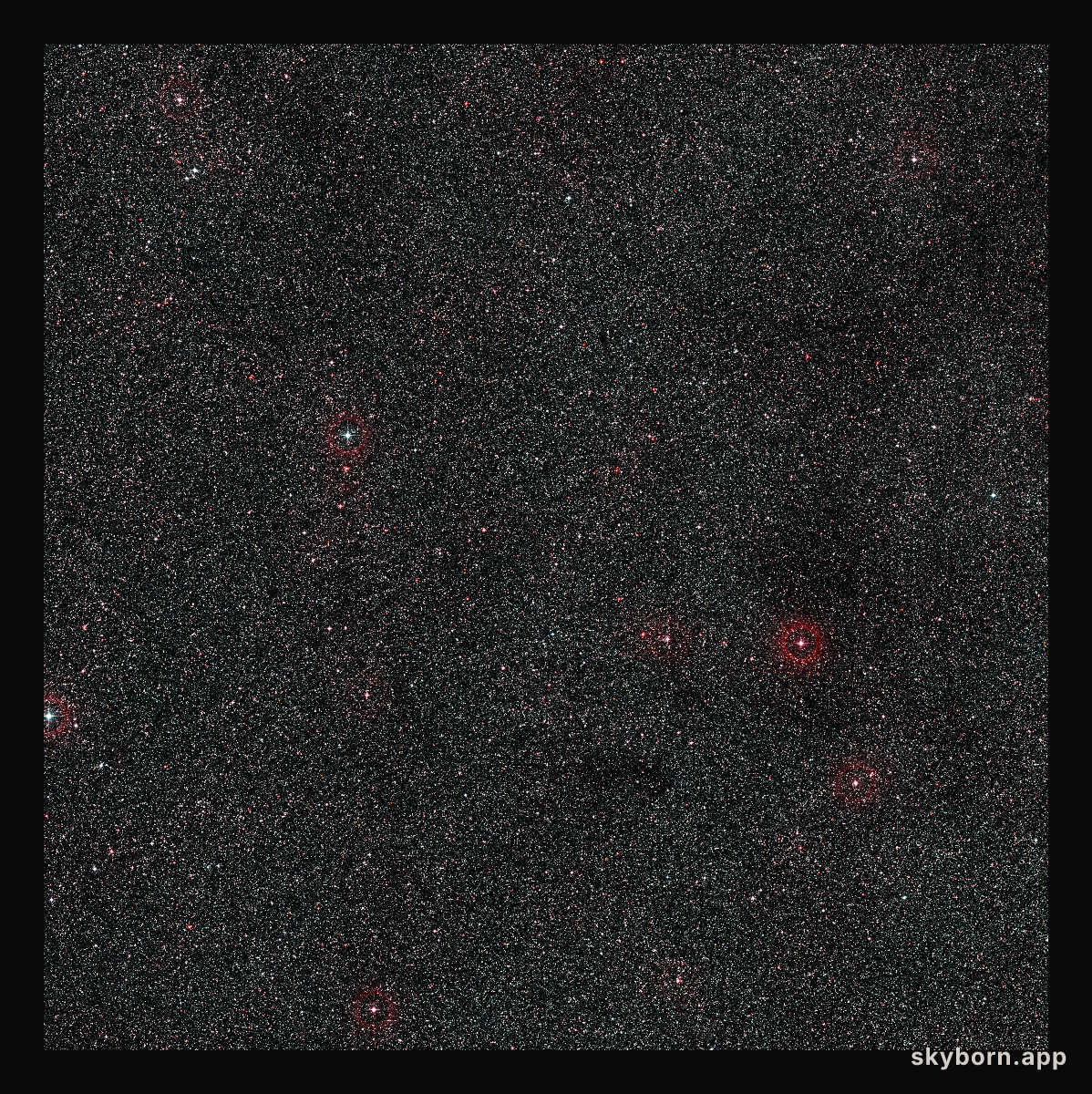 Wide-field view of the sky around the distant active galaxy PKS 1830-211