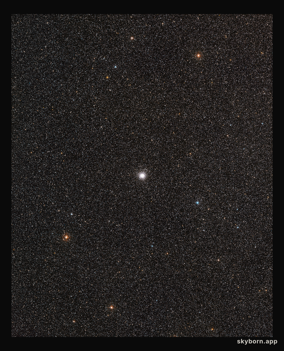 Wide-field view of the sky around the globular star cluster Messier 54