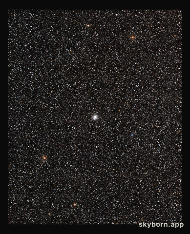 Wide-field view of the sky around the globular star cluster Messier 54