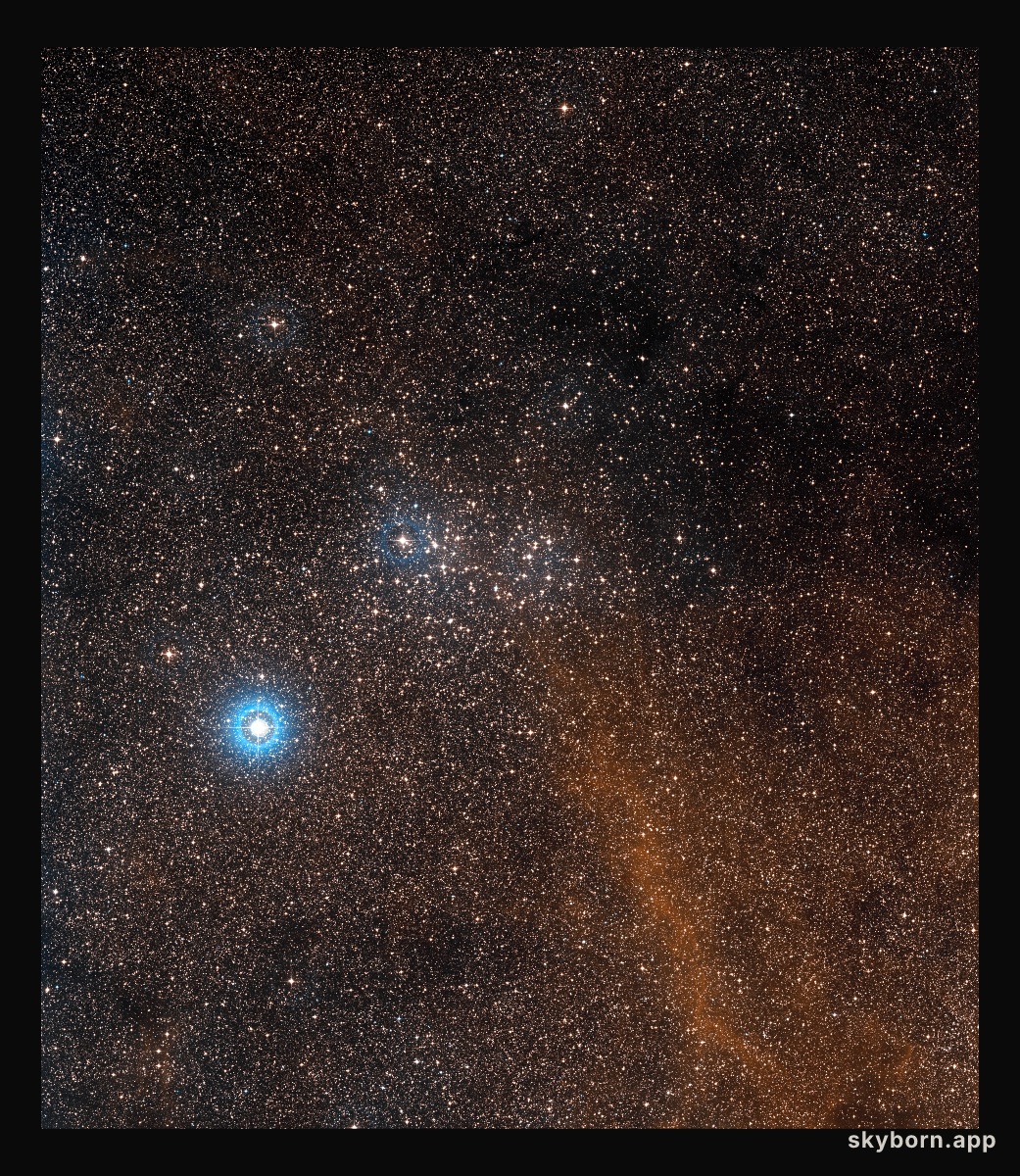 Wide-field view of the sky around the bright star cluster NGC 3532