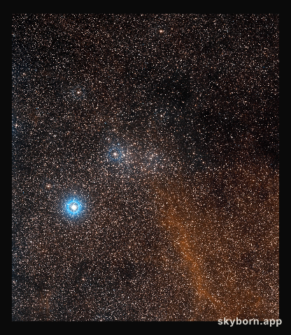 Wide-field view of the sky around the bright star cluster NGC 3532