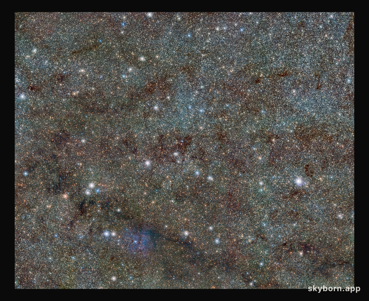 VISTA views the Trifid and reveals hidden variable stars (wider field view)