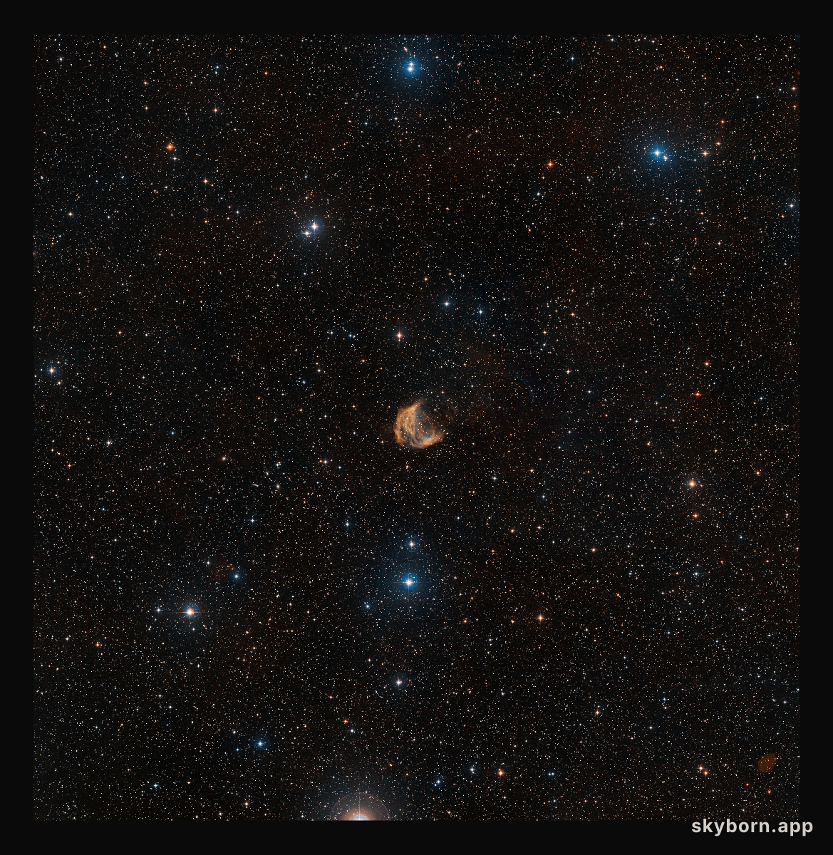 Wide-field view of the sky around the Medusa Nebula