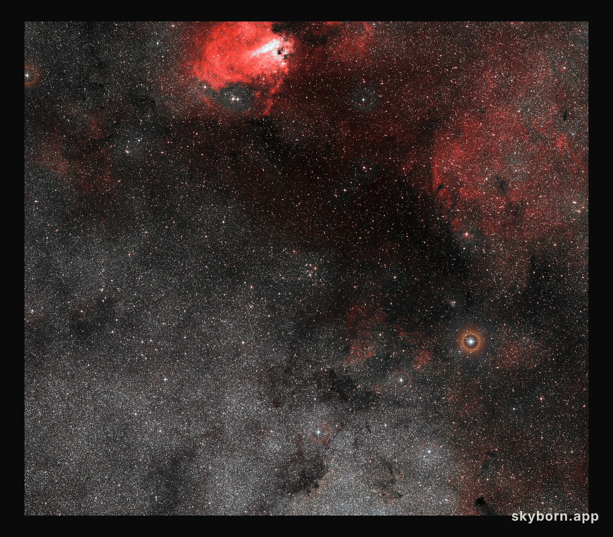 Wide-field view of the region around the star cluster Messier 18