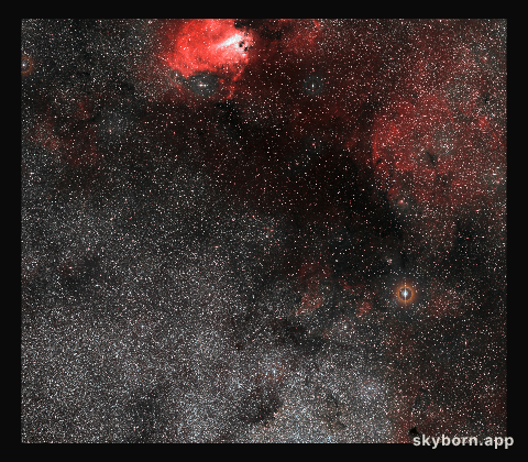 Wide-field view of the region around the star cluster Messier 18