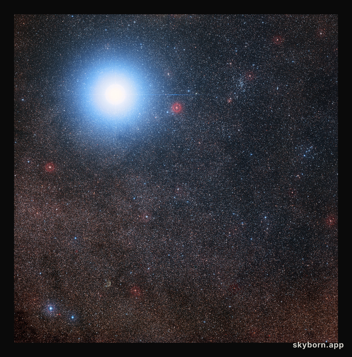 The sky around Alpha Centauri and Proxima Centauri
