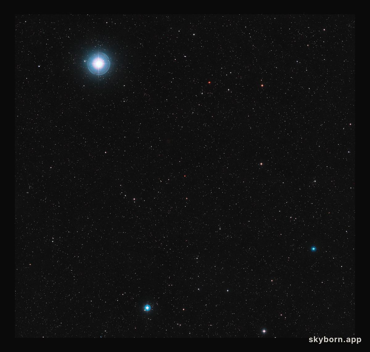 The sky around the red dwarf star Ross 128
