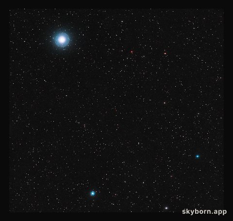 The sky around the red dwarf star Ross 128